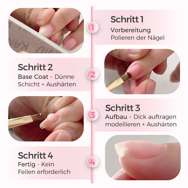 Transparente Gel-Textur des Haftgels. Makellose Nagelbasis für 3-in-1 Gelnägel & Nagelpflege.