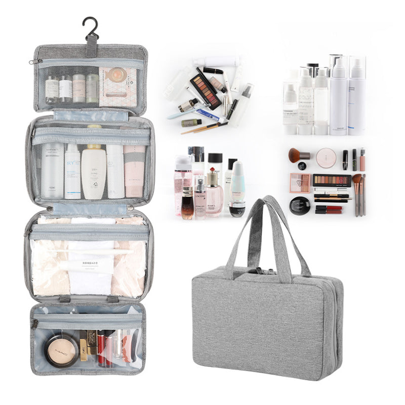 Unisex Kulturtasche von Travelique, wasserabweisend, mit praktischem Haken zum Aufhängen.