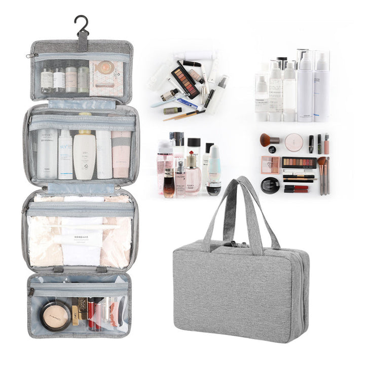 Unisex Kulturtasche von Travelique, wasserabweisend, mit praktischem Haken zum Aufhängen.