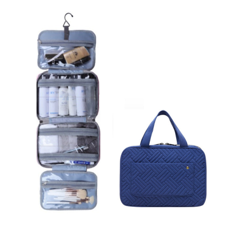 Elegante Travelique Kulturtasche, pfirsichhaut-ähnlich, unisex, wasserabweisend & platzsparend.