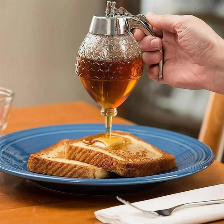 Eleganter Honigspender, tropffrei, perfekt für Honig & Sirup. Ein vielseitiger Küchenhelfer.