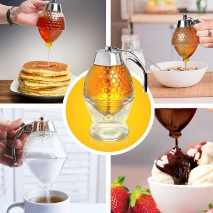 Innovativer Honig- & Sirupspender mit tropffreiem Mechanismus. Schluss mit klebrigen Oberflächen!