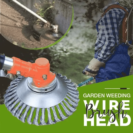 TurboTrimmer Unkrautbürste aus Kohlenstoffstahl für effiziente Unkrautentfernung im Garten.