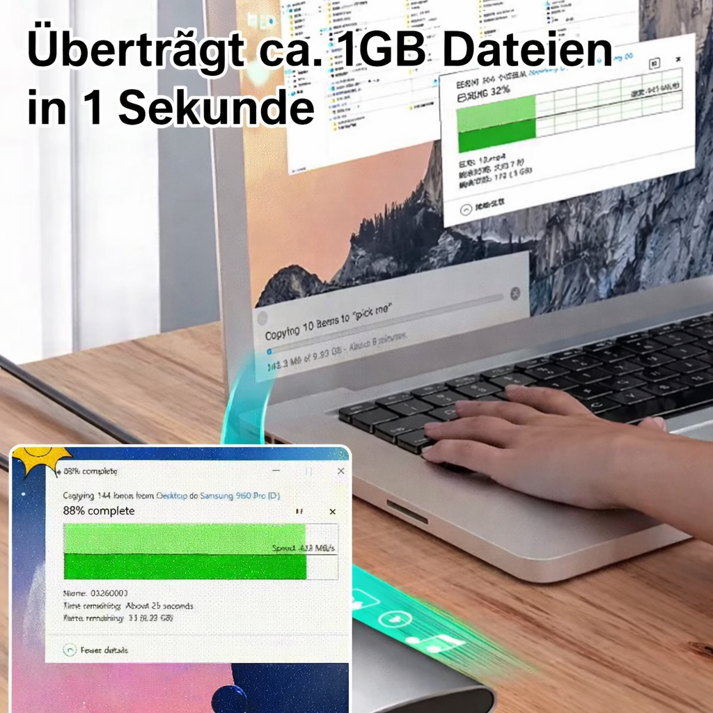 Kompaktes SSD Gehäuse TurboVault: Ideal für M.2 SATA SSDs, bietet externen Speicher für Smartphones und Tablets.