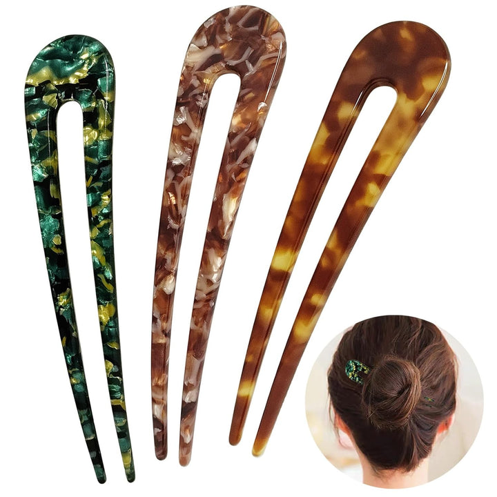 U-förmige Damen-Haarnadeln im Schildpatt-Design für elegante Hochsteckfrisuren und stilvolles Haarstyling.
