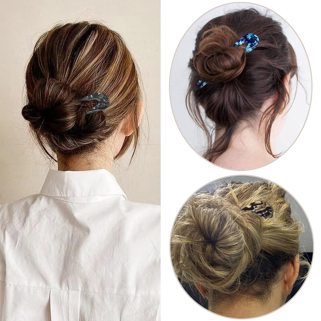 Set U-förmiger Schildpatt-Haarnadeln, perfekt für verschiedene Damen-Frisuren und elegantes Haarstyling.