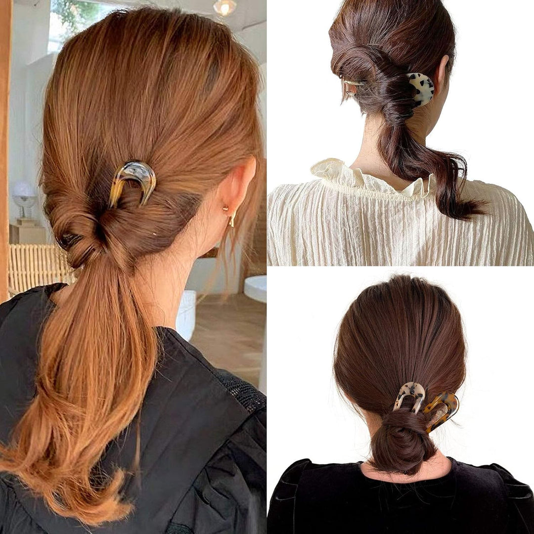 Schimmernde U-förmige Schildpatt-Haarnadeln für Damen, ideal zum Fixieren von eleganten Hochsteckfrisuren.