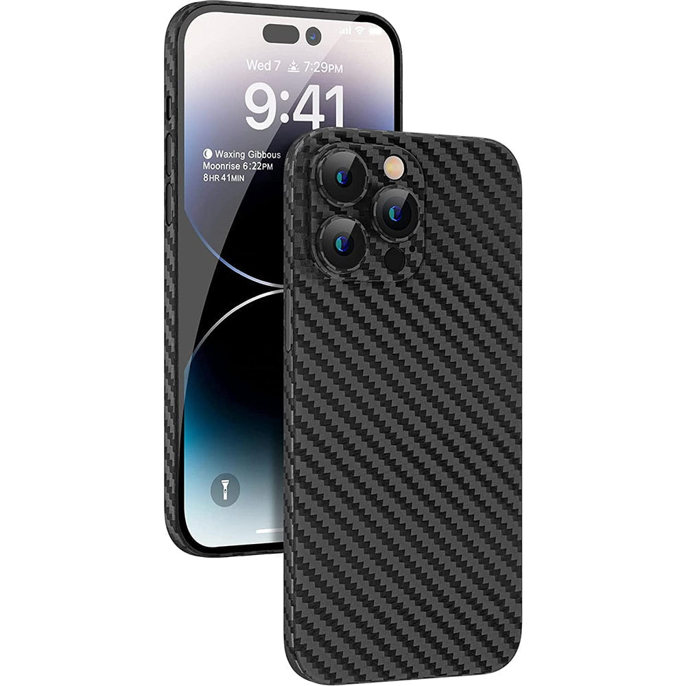 Schwarze iPhone Hartschale, ultra dünn und matt. Anti-Fingerprint Schutzhülle mit Textur für langlebigen Telefonschutz.