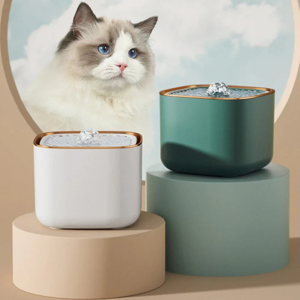 Moderner 3L Trinkbrunnen für Haustiere, leise und gefiltert, ideal für Katze und Hund.