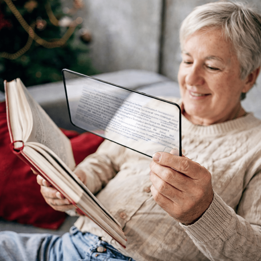Ultradünne A5-Leselupe mit 3X Vergrößerung, ideal für Bücher und Zeitungen. Klare Sicht, augenschonend und kompakt.