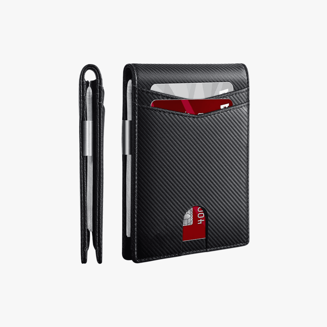 Minimalistisches Kreditkartenetui aus Carbon. Ultradünn, mit RFID-Schutz. Perfekt für Herren & Damen.