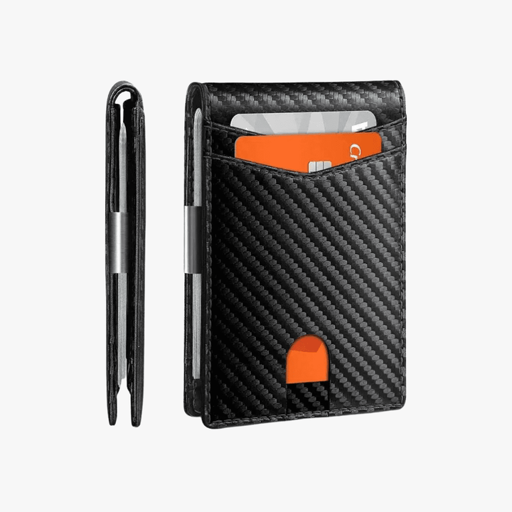 Kompaktes Slim Wallet aus Carbonfaser. Bietet RFID-Schutz für Karten. Ultraleicht, sicher und praktisch unisex.