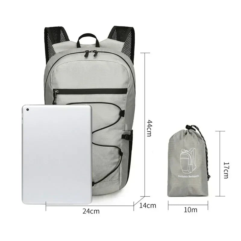 Leichter, wasserdichter 20L Tagesrucksack in Schwarz, perfekt für Sport & Reisen.
