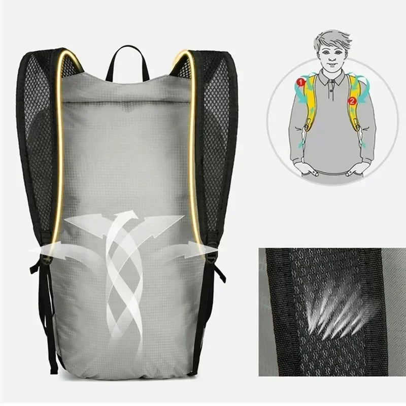 Robuster Nylon-Outdoor-Rucksack, 20 Liter, faltbar, wasserdicht; perfekt für unterwegs.