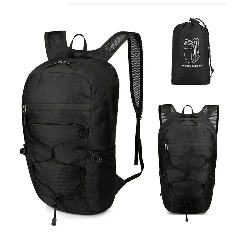 Faltbarer 20L Sport-Rucksack aus wasserdichtem Material; ideal für Outdoor & Reisen.