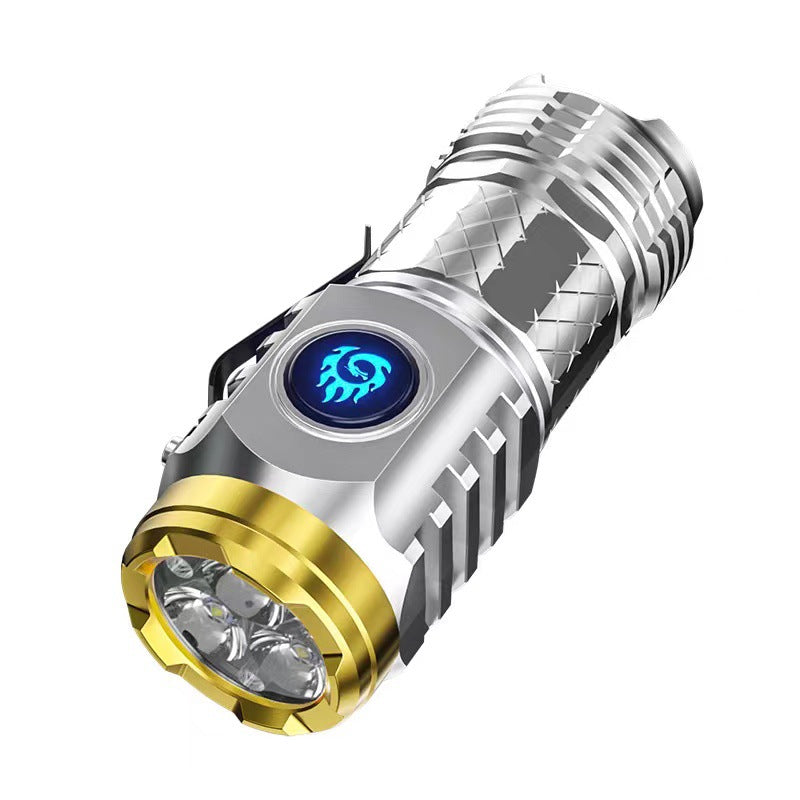 Mini-Taschenlampe mit starker LED, wasserdicht, stoßfest, Typ-C, schwarz – Ihr Notfallbegleiter.
