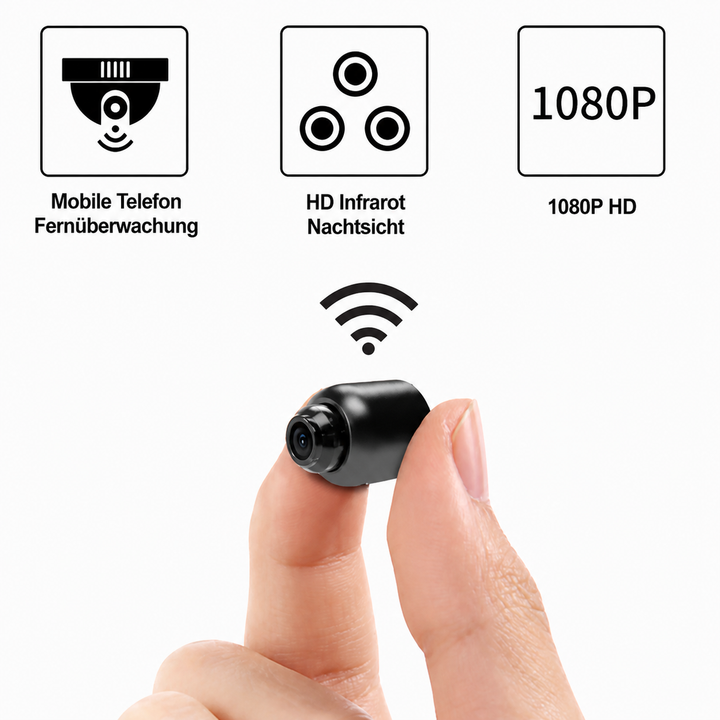 Innenraumkamera mit Nachtsicht und WLAN, perfekt für die Überwachung von Wohnräumen und Büros.
