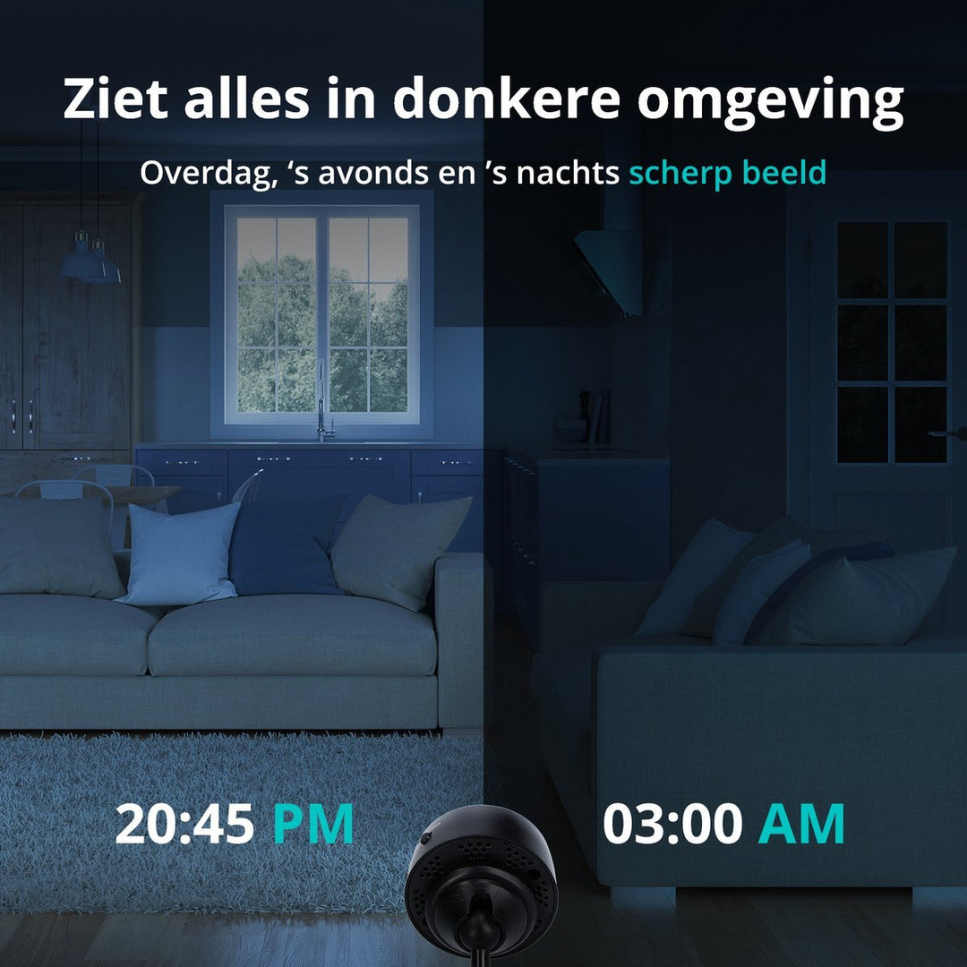 Mini Überwachungskamera 1080p mit Nachtsicht & Bewegungserkennung für umfassende Hausüberwachung.