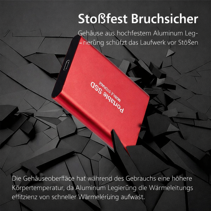 Tragbare 128GB externe SSD, USB 3.1 & USB-C kompatibel, robustes Computerzubehör für unterwegs.