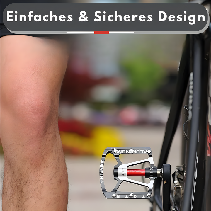 Seitenansicht ultraleichter Aluminium-Fahrradpedale, perfekt für Rennrad & MTB Performance und sicheren Tritt.