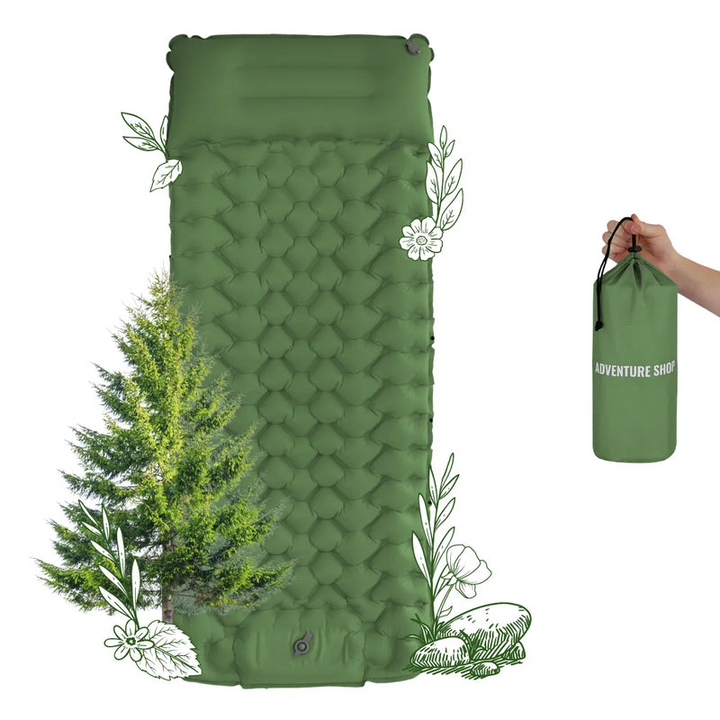 Bequeme Unisex Outdoor-Schlafmatte, aufgeblasen in einem Zelt für maximalen Schlafkomfort.