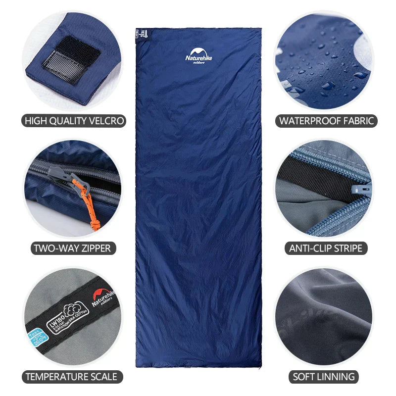 Leichter Reiseschlafsack für Festivals & Camping, 10-20°C. Kompakt, pflegeleicht und atmungsaktiv.
