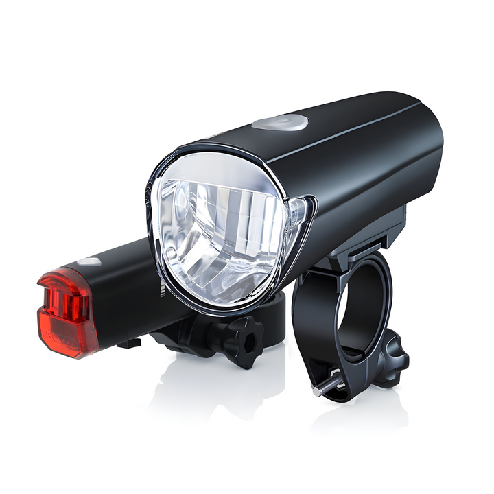 Ultraleuchtendes LED Fahrradlicht-Set BrightRide (Front-/Rücklicht) für maximale Sicherheit im Straßenverkehr.