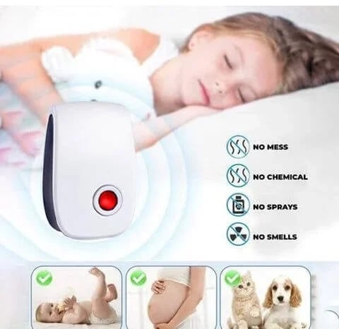 Ultraschall Mäuse- und Insektenabwehr, dezentes Design, passt in jede Wohnungseinrichtung.