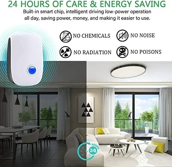 Geräuschloser Ultraschall Schädlingsbekämpfer, ideal für Haushalte mit Kindern und Haustieren.