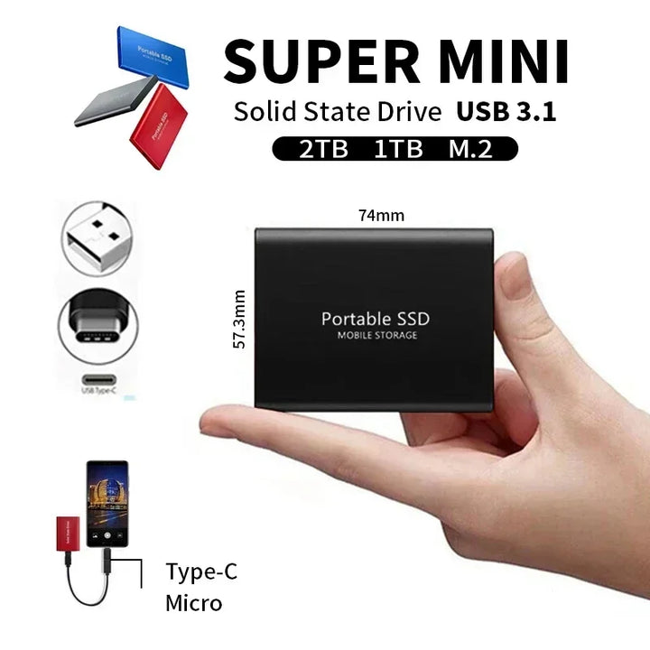 Leistungsstarke SpeedDrive Pro externe SSD, ideal für Windows und macOS, optimiert für schnellen Datenzugriff.
