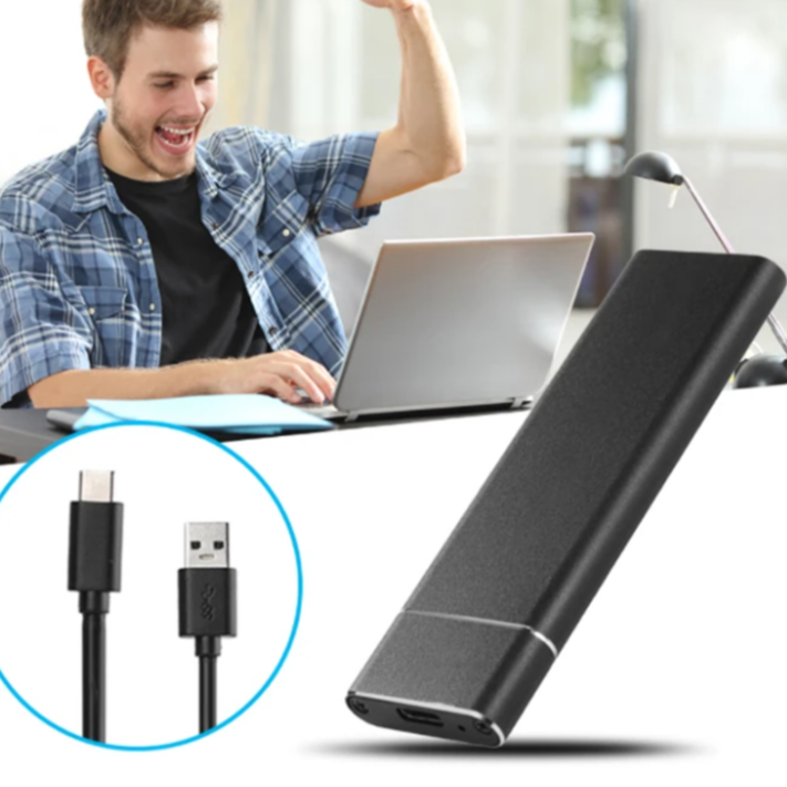 Elegante mobile Aluminium externe Festplatte mit Typ-C für sicheren Datenspeicher.