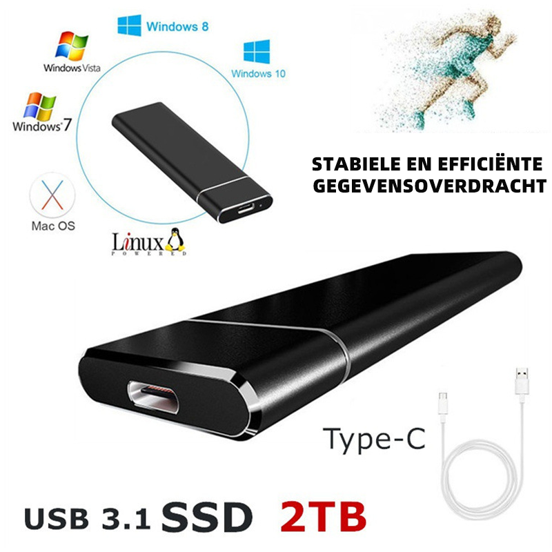Kompakte 2TB externe SSD für zuverlässige mobile Datenspeicherung und schnelle Backups.