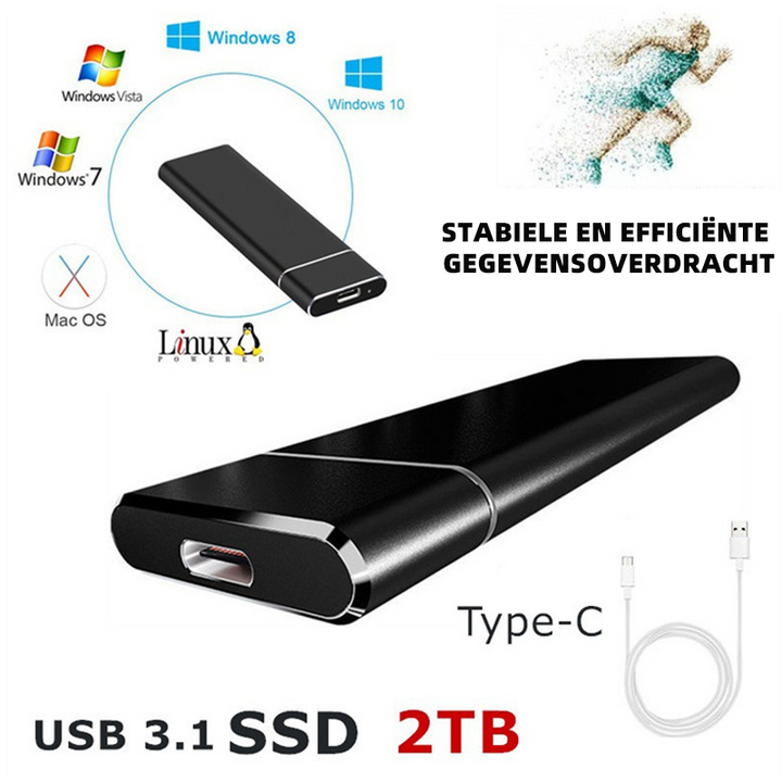 Kompakte 2TB externe SSD für zuverlässige mobile Datenspeicherung und schnelle Backups.