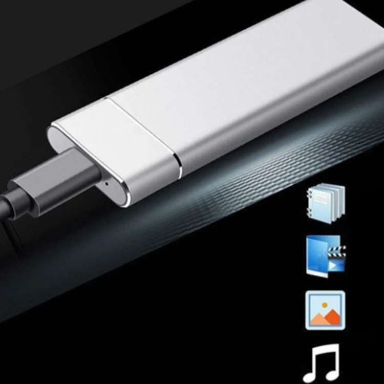 Kompakte externe SSD Festplatte SpeedVault. USB-C, tragbar, schnell für sichere Datenübertragung.