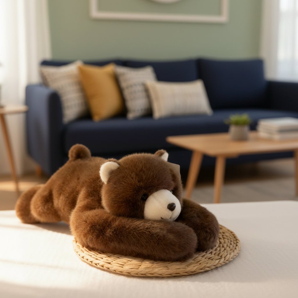 Ultraweicher Kuschelbegleiter aus Kunstfell; ein Plüschtier für Stressabbau, Entspannung und Geborgenheit.
