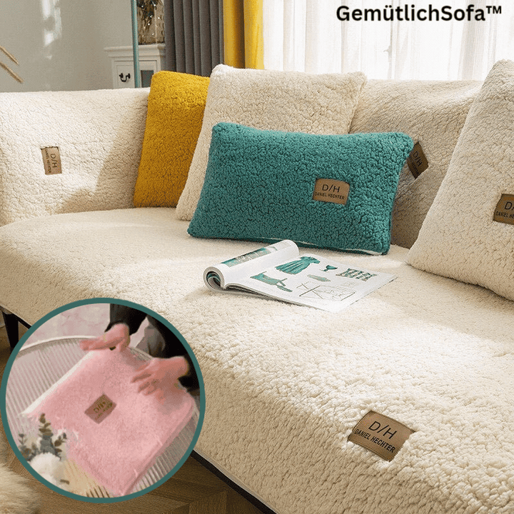 Ultraweicher Sofabezug mit Anti-Rutsch-Unterseite für optimalen Schutz und Gemütlichkeit im Wohnzimmer.