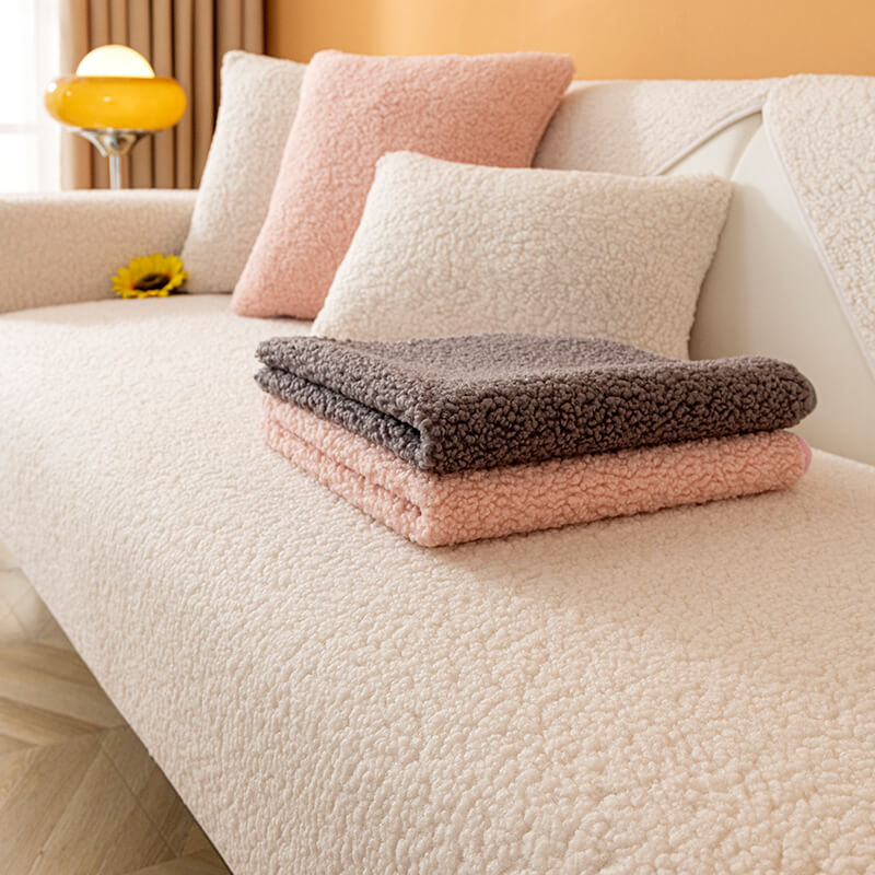 Gemütlicher Teddyfleece Überwurf für Sofa, rutschfest & haustierfreundlich, als perfekte Wohndeko.