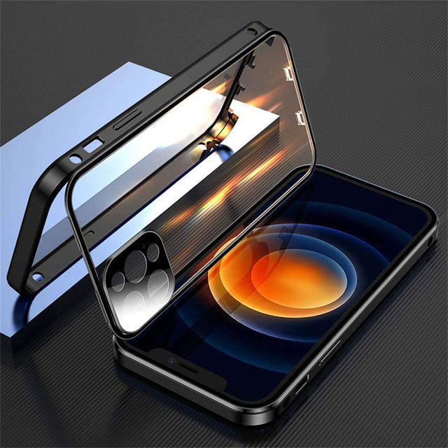 Umfassende iPhone 360° Magnetschutzhülle mit beidseitigem Schutz, stoßfest & kratzfest.