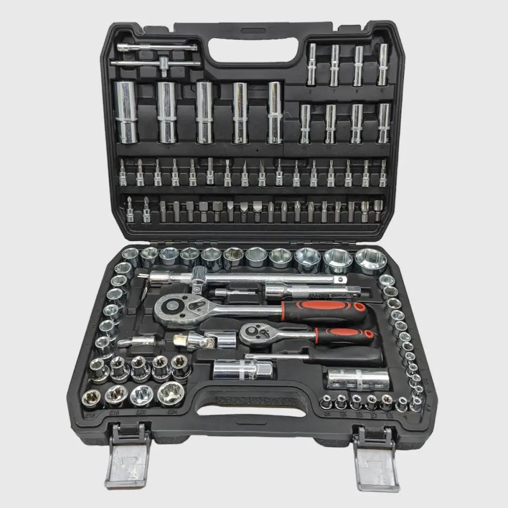 Robustes Chrom-Vanadium Handwerkzeug-Set, 108-teilig, für effiziente Reparaturen an Auto und Haus, universell einsetzbar.