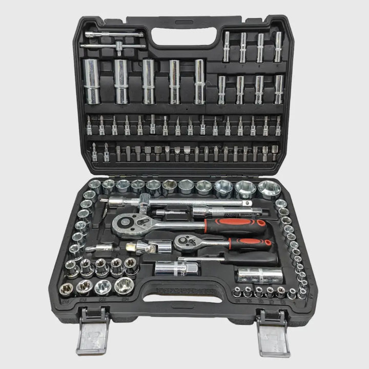 Robustes Chrom-Vanadium Handwerkzeug-Set, 108-teilig, für effiziente Reparaturen an Auto und Haus, universell einsetzbar.