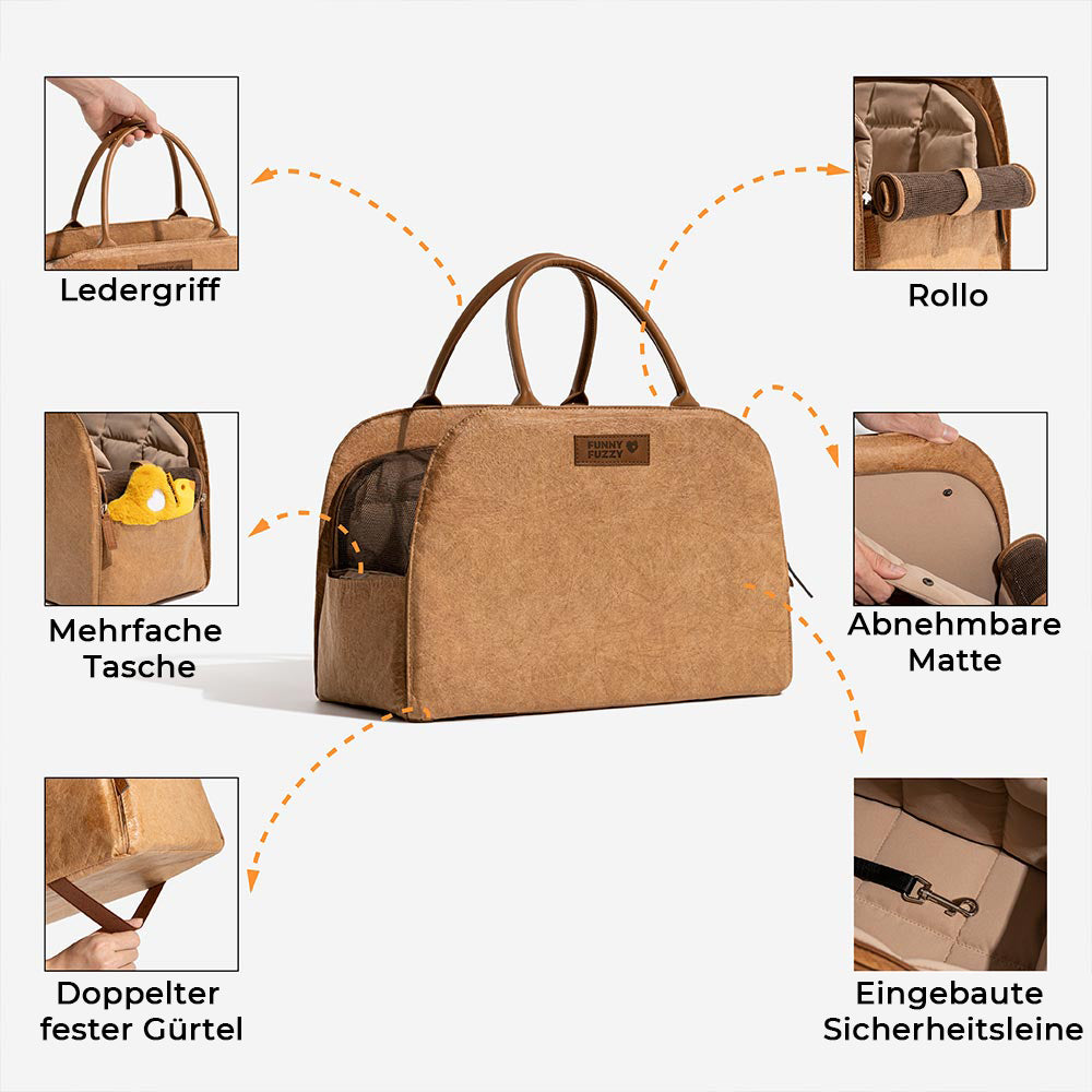 Robuste Hundetasche, umweltfreundlich, mit Tragegriff & Schultergurt.