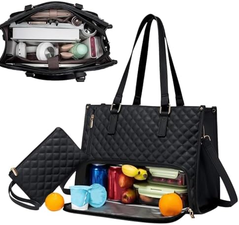 Unisex 2-in-1 Isolierte Lunch- & Laptoptasche für Arbeit & Reisen. Hält Essen frisch, schützt Laptop.