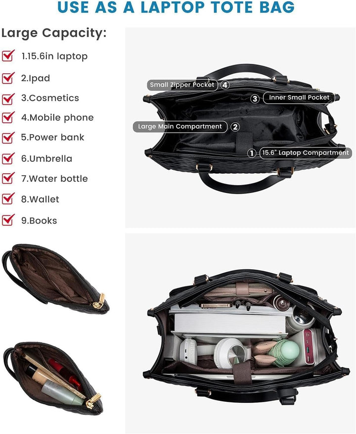 Stilvolle Unisex 2-in-1 Arbeitstasche. Geräumiges isoliertes Fach für Lunch, sicheres Laptopfach.