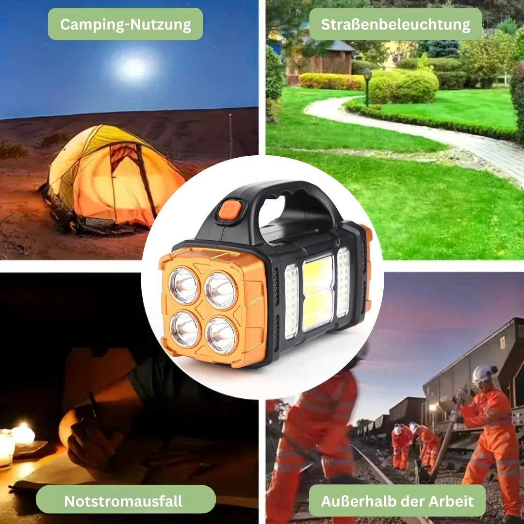 Kompakte & leichte Unisex Notfall-Taschenlampe mit Solar-Powerbank; Ihr Gadget für jede Wanderung.