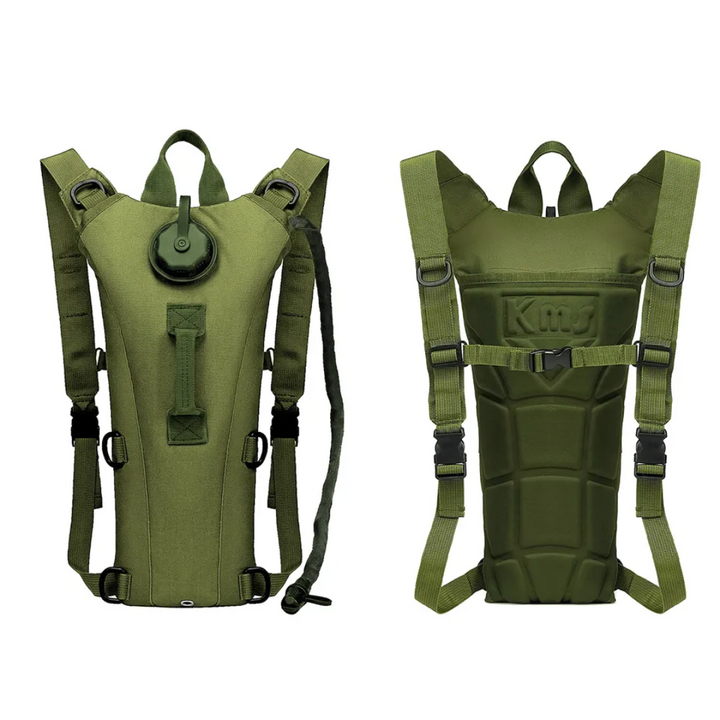 Khaki Sportrucksack mit 3L Trinkblase. Perfekt für Wandern, Laufen & Outdoor-Sport.
