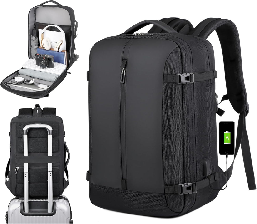 Unisex 40L Reiserucksack: wasserdicht, erweiterbar, mit USB-Anschluss. Ideal für Reise & Pendeln.