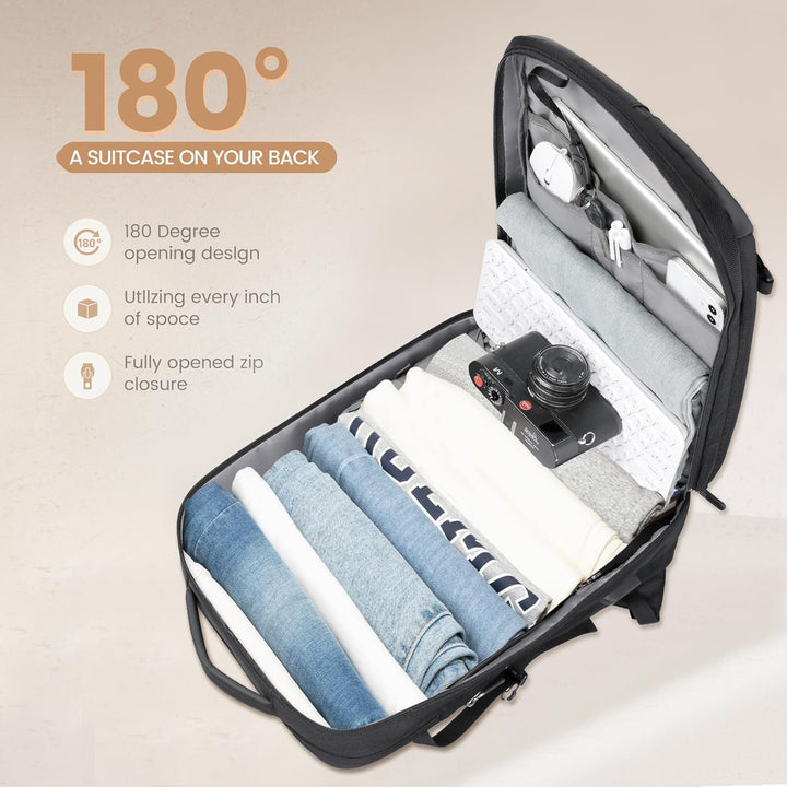Wasserdichter USB-Rucksack (40L) für Reisen & Alltag. Mit Laptopfach und erweiterbarem Design.