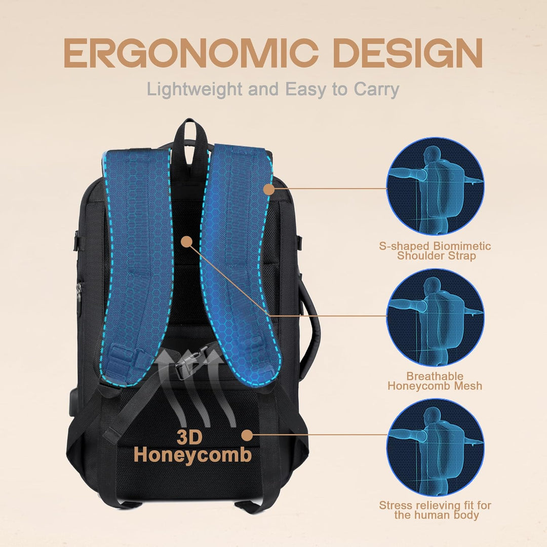 Robuster Unisex Reiserucksack 40L, wasserdicht. Erweiterbar, ideal für längere Reisen & Business Trips.