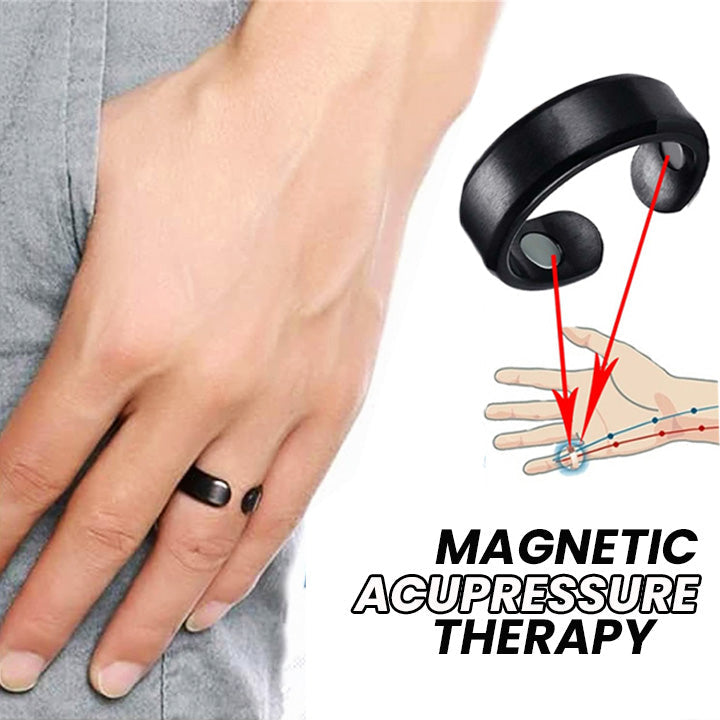 Therapeutischer Akupressur Magnetring, unisex & verstellbar, für mehr Energie & Balance im Alltag.