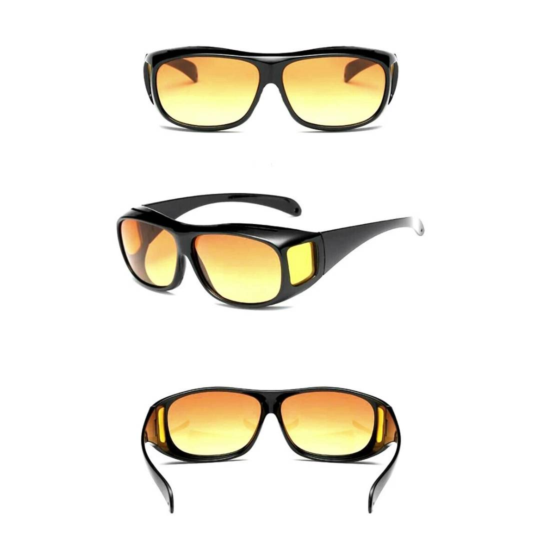 Stilvolle Unisex Nachtsichtbrille mit schwarzen Rahmen und gelben Gläsern, blendfrei für Dämmerung & Nacht.